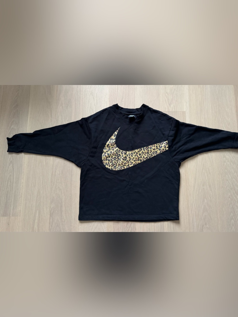 Nike Black Tee with Leopard Swoosh
